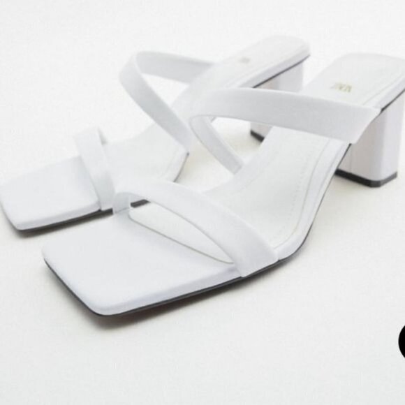 Zara lesther strappy sandals asymmetric strap  details . Square toe - Picture 3 of 3